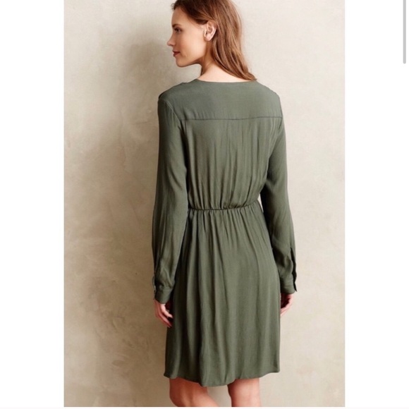 NWT Anthropologie Maeve Lene Green Faux Wrap Dress - Picture 3 of 9